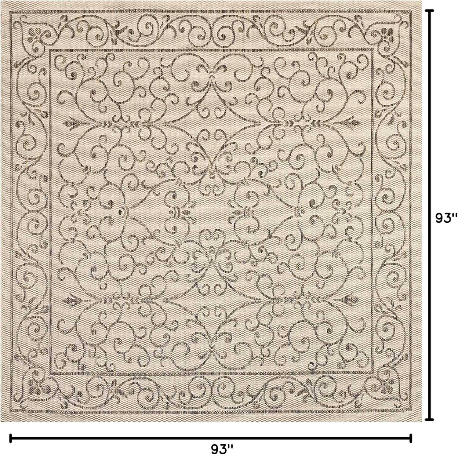 JONATHAN Y SMB106A-8SQ Charleston Vintage Filigree Textured Weave Beige/Brown 8' Square Indoor/Outdoor Area Rug, Pet Friendly, Non-Shedding, Stain Resistant, Easy-Cleaning for Backyard, Patio, Porch