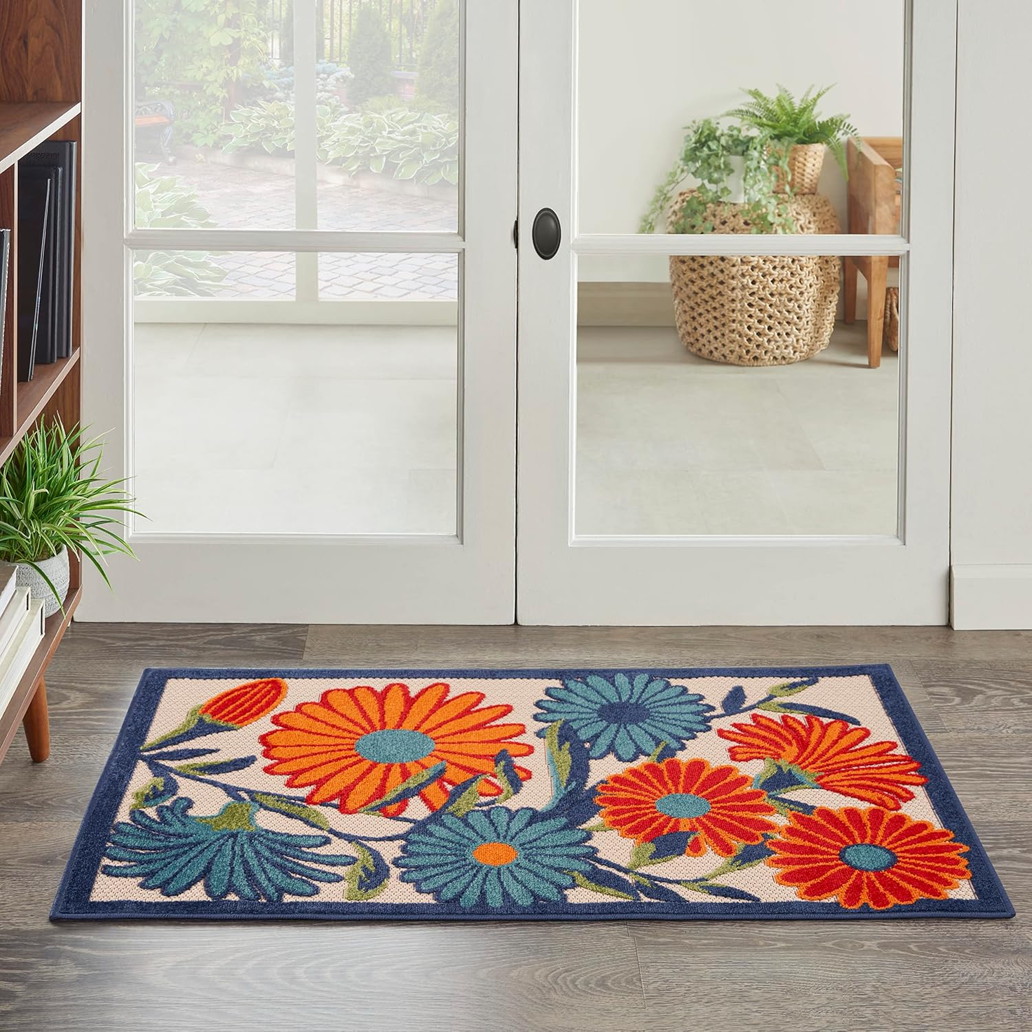 Nourison Home Aloha Indoor-Outdoor Modern Multicolor 2'8" x 4' Area Rug, Easy Cleaning, Non Shedding, Bed Room, Living Room, Dining Room, Backyard, Deck, Patio (3x4)