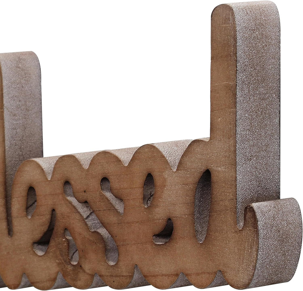 Farmhouse Blessed Signs for Home Decor 15 inches, Hanging Handmade Rustic Blessed Wall Decor, Wooden Signs for Tabletop Mantel Shelf Entryway Wedding Thanksgiving Christmas