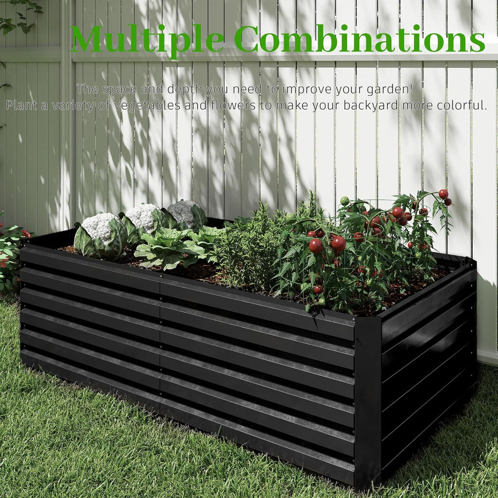 6x3x2 ft Raised Garden Bed, Large Metal Planter Raised Beds, Planters for Outdoor Plants for Vegetables, Flowers, Herbs, Fruits, and Succulents.(4 Pcs)