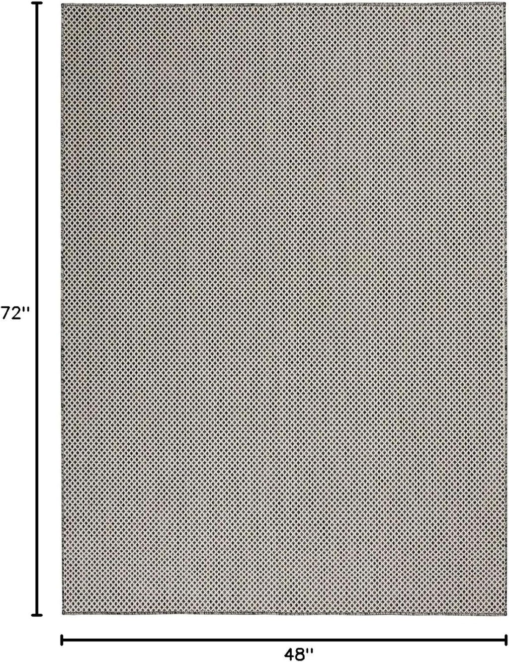 Nourison Home Courtyard 48" x 72" Fabric Indoor/Outdoor Rug in Ivory Charcoal