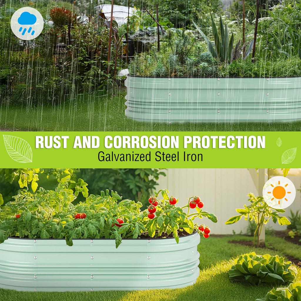 WORKPRO 4x2x1ft Galvanized Raised Garden Bed Set, Rust & Corrosion Protection, Easy Assembly, Safe Edge, Ideal for Vegetables & Flowers, Green