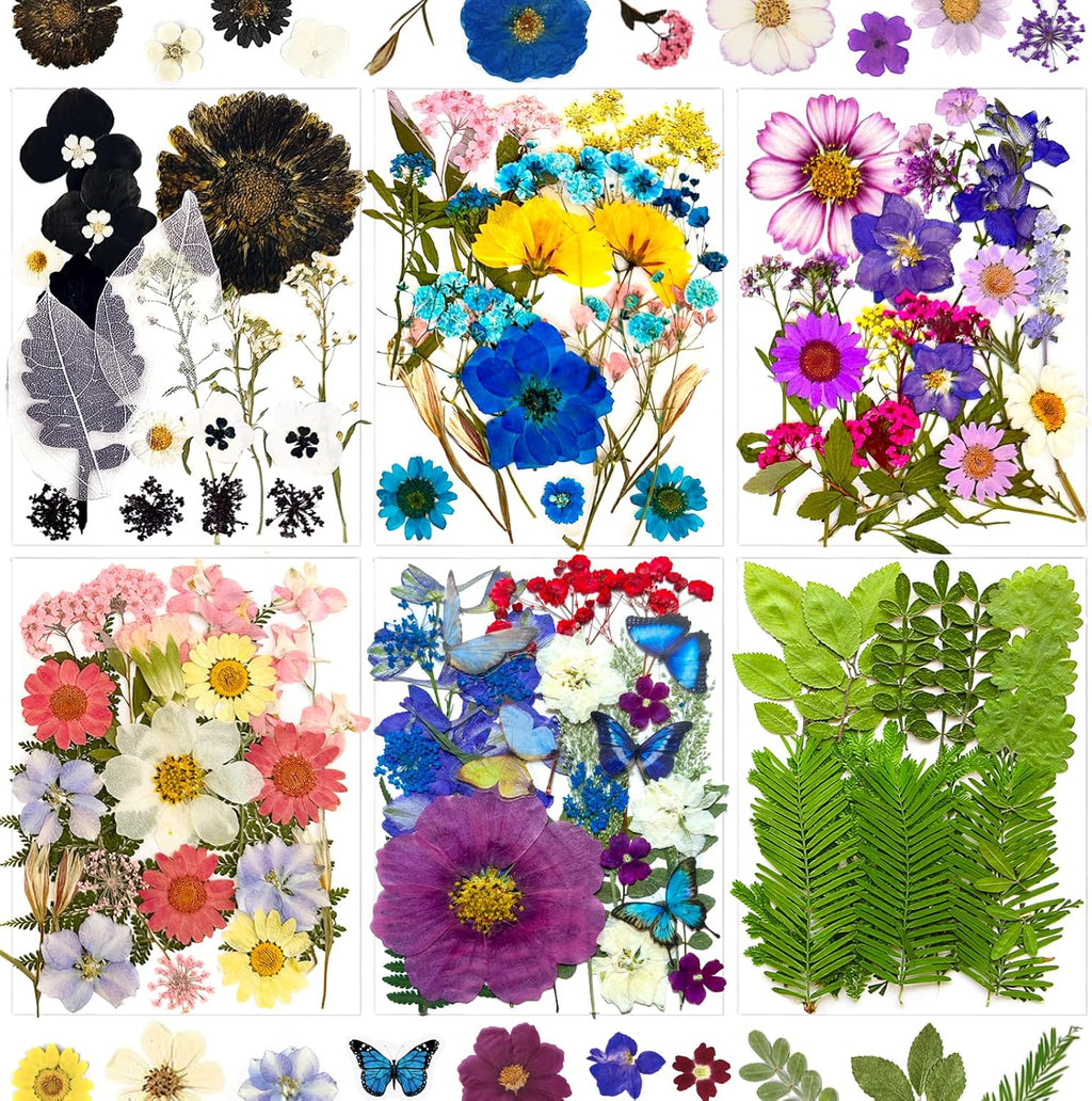 133Pcs Dried Pressed Flowers for Resin Molds, Assorted Real Natural Bulk Dry Floral Leaves for DIY Art Crafts, Epoxy Jewelry, Soap, Candle Making, Nails Decor