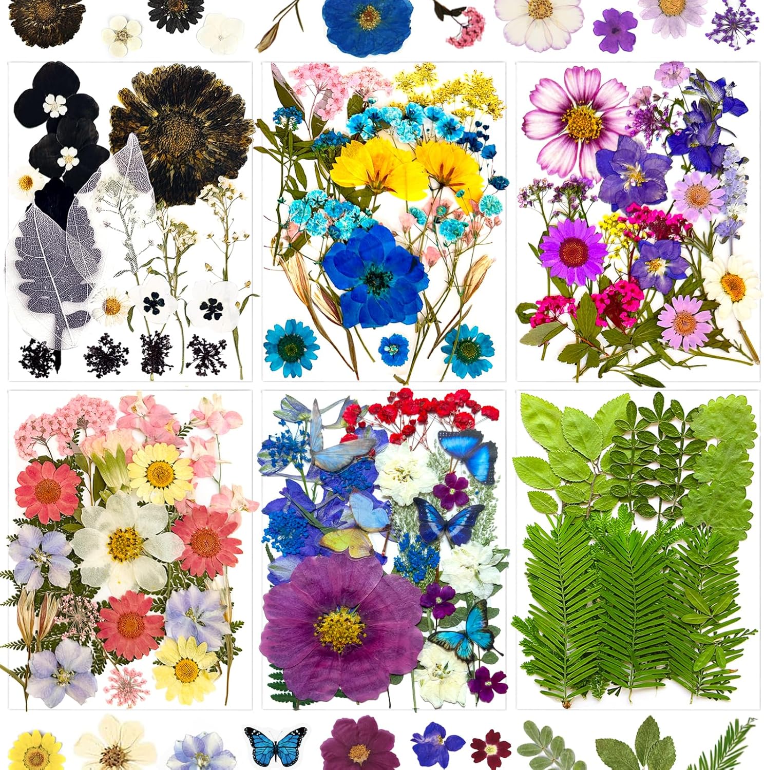 133Pcs Dried Pressed Flowers for Resin Molds, Assorted Real Natural Bulk Dry Floral Leaves for DIY Art Crafts, Epoxy Jewelry, Soap, Candle Making, Nails Decor