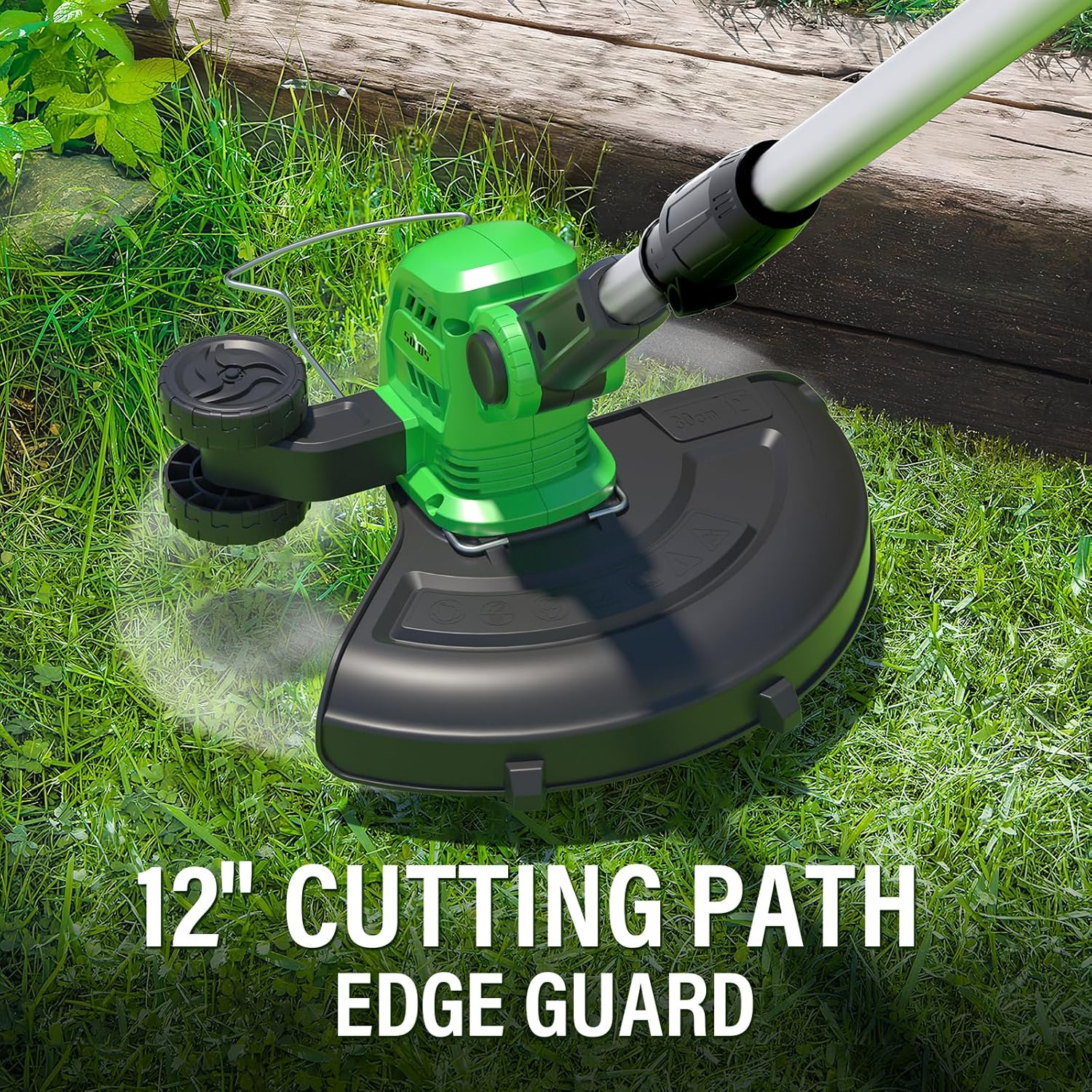 SOYUS Weed Wacker Cordless, 12 Inch String Trimmer Battery Powered with Battery and Charger, Lightweight Edger Trimmer with 8 Pcs Replace Spool Trimmer Lines