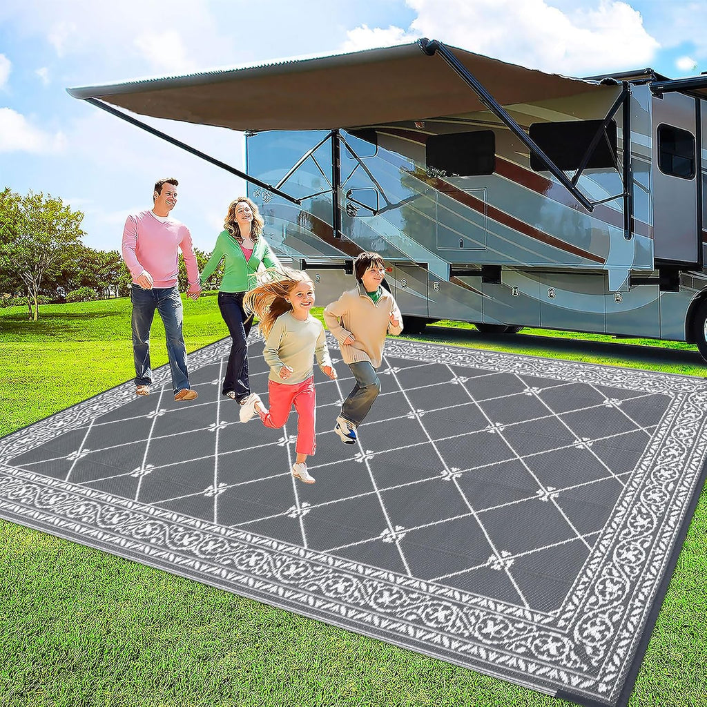 HiiARug Outdoor Rugs 9'x12' for Patios Waterproof RV Mats Camping Rug Outdoor Area Rug Lightweight Portable Outdoor Plastic Straw Rug for Patio, RV, Camping, Balcony, Beach