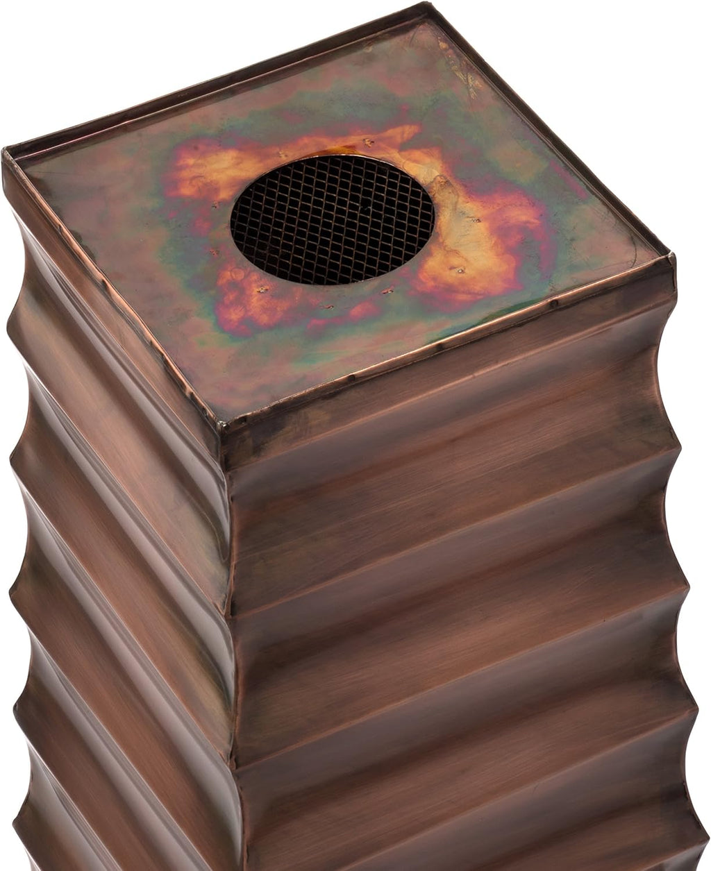 H Potter Copper Ribbed Planter Large for Outdoor Indoor Plants Small Spaces Entryway Patio Porch Tall Metal Planter Decor Vase with Drainage Drip Tray