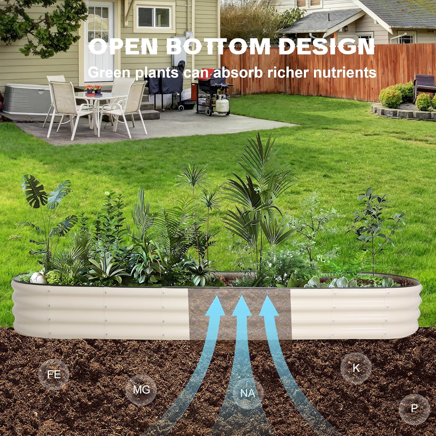 Galvanized Raised Garden Bed Kit Outdoor Metal Garden Planter Box for Backyard Gardening, Planting Vegetables, and Patio (94.4"x23.6"x11.8")