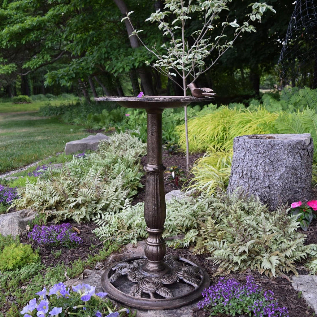 Oakland Living Rose Bird Bath, Antique Bronze
