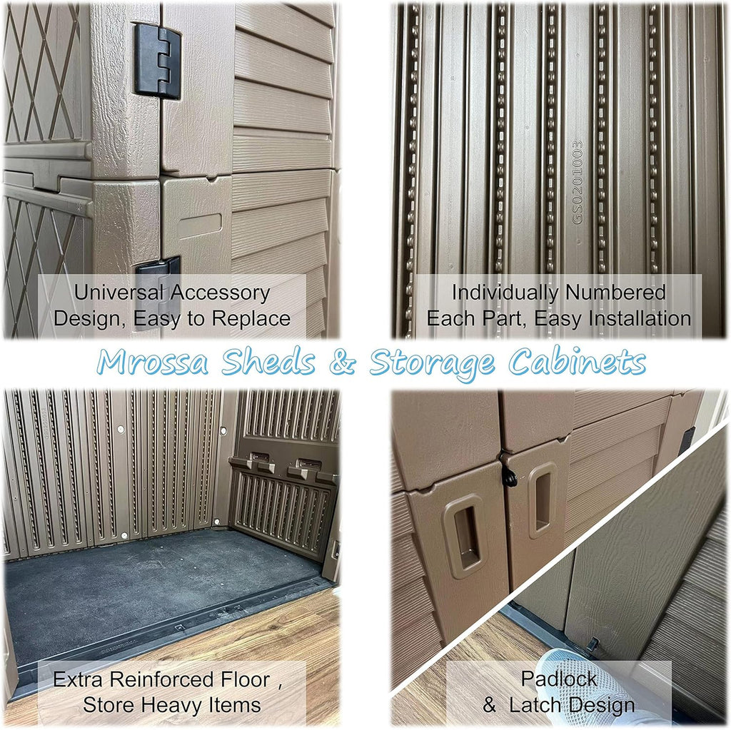 Sheds & Outdoor Storage, 52 Cu.ft Vertical Storage with Floor, Cabinet Waterproof for Garage Pool Bike Shed, Garden , Coffee Brown