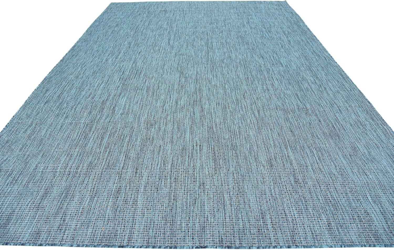 Unique Loom Collection Casual Transitional Solid Heathered Indoor/Outdoor Flatweave Area Rug (8' x 11' 4" Rectangle, Teal/Navy Blue)
