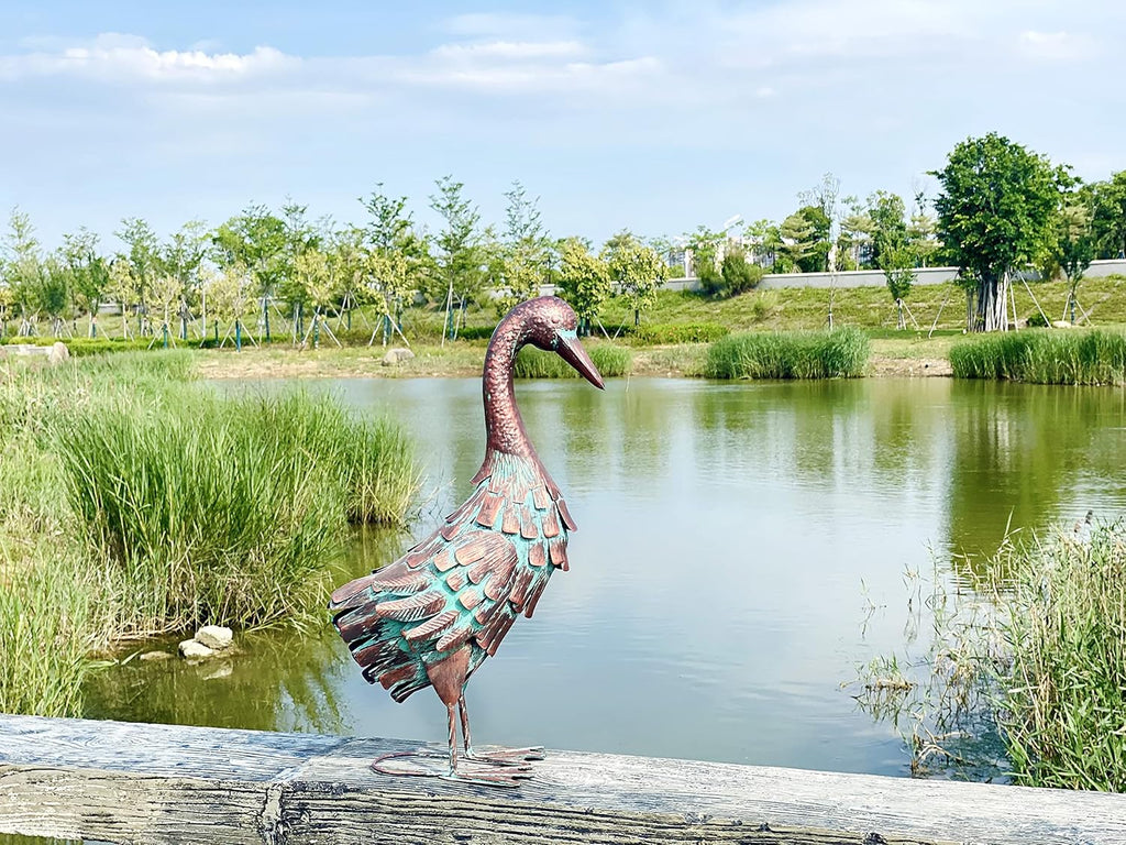 Garden Outdoor Statue Metal Duck Art Sculpture for Lawn, Farm and Patio - 25 Inches