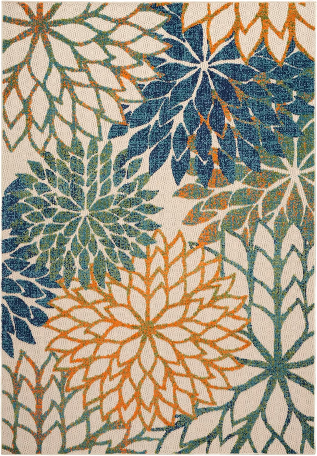 Nourison Home Aloha Indoor Outdoor Blue Green 6' x 9' Area Rug, Easy Cleaning, Non Shedding, Bed Room, Living Room, Dining Room, Backyard, Deck, Patio (6x9)