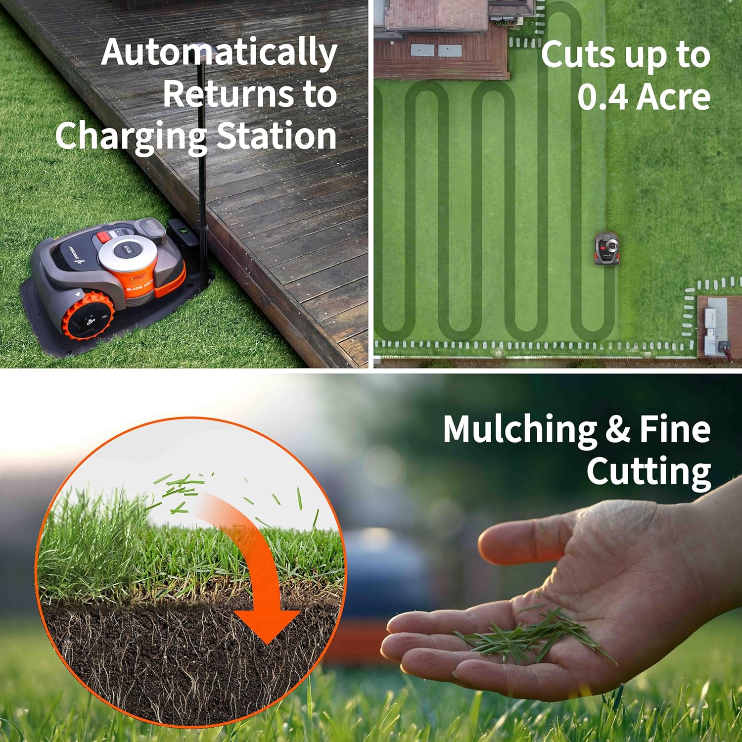 Segway Navimow H1500N-VF Robot Lawn Mower Perimeter Wire Free 0.37 Acre RTK+Vision Robotic Lawnmower, Virtual Boundary, Systematic Mowing, APP Control, Anti-Theft, 54dB(A) Quiet, Multi-Zone Management