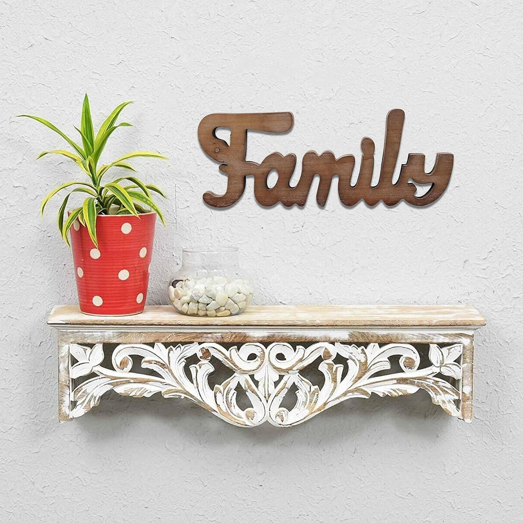 Farmhouse Family Sign for Shelf 15 inches, Wall Hanging Rustic Distressed Wooden Family Signs for Home Decor, Handmade Christmas Signs Fireplace Mantel Decor for Living Room Tabletop