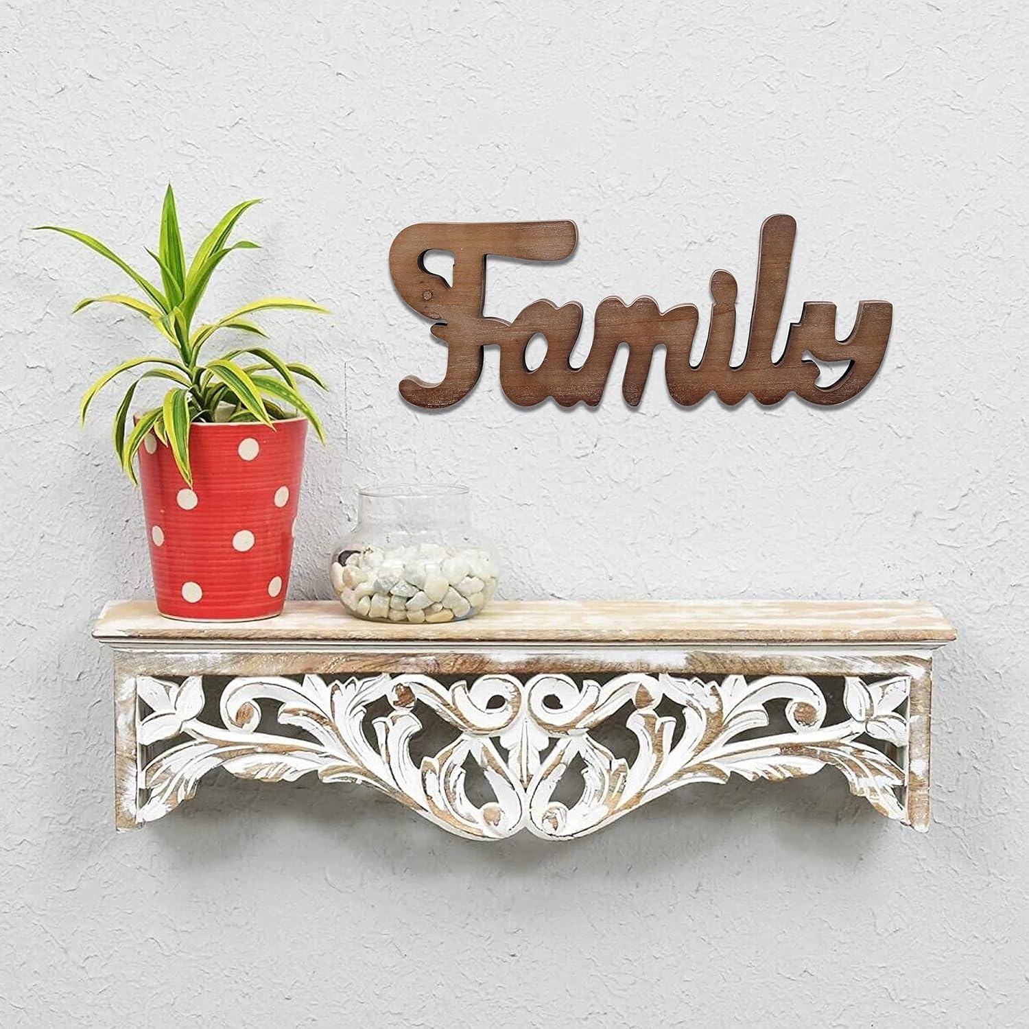 Farmhouse Family Sign for Shelf 15 inches, Wall Hanging Rustic Distressed Wooden Family Signs for Home Decor, Handmade Christmas Signs Fireplace Mantel Decor for Living Room Tabletop