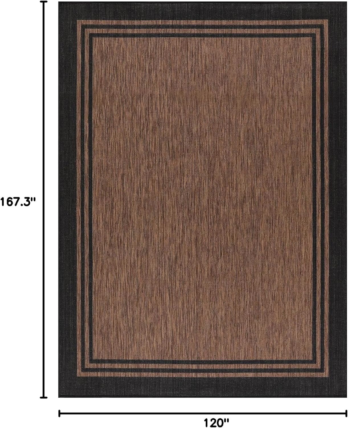 Bordered Outdoor Rug 10x14 Washable Outside Carpet for Indoor Patio Porch Waterproof Easy Cleaning Non Shedding Area Rugs Nut Brown 10 x 14