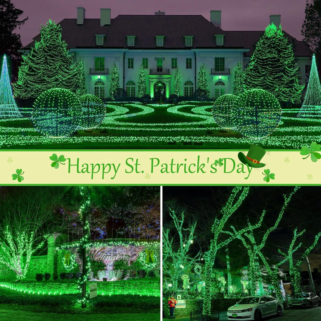 btfarm 4 Pack Solar String Lights Outdoor, 320LED 132FT Halloween Solar Fairy Lights Outside Waterproof, 8 Modes Solar Powered Twinkle Lights for Tree Garden Patio Halloween Decorations, Green