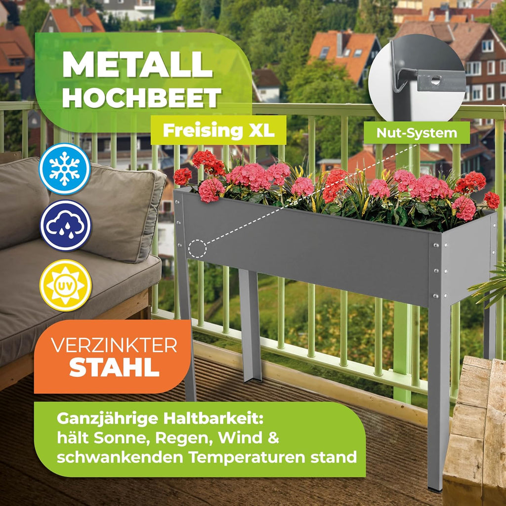 Metal Raised Garden Bed Freising-XL with Drainage I Large Galvanized & Powder-Coated Outdoor Planter Box with Legs for Herb Garden, Flowers, Vegetables, Patio I 40x12x31.5 inch, Anthracite