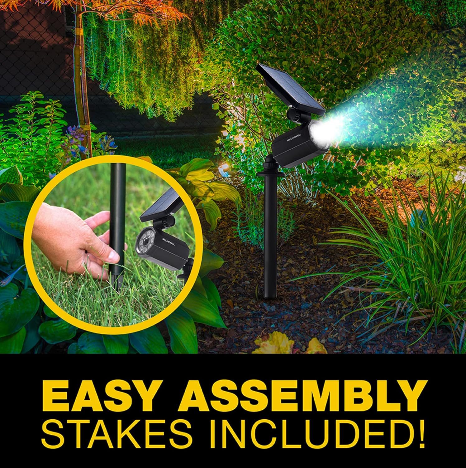 Bell+Howell Bionic Spotlight Motion Solar Spot Lights Outdoor Waterproof, Solar Landscape Lights, Outdoor Solar Yard Lights Weather Resistant, Super Bright LED Lights, for Garden, Lawn As Seen On TV