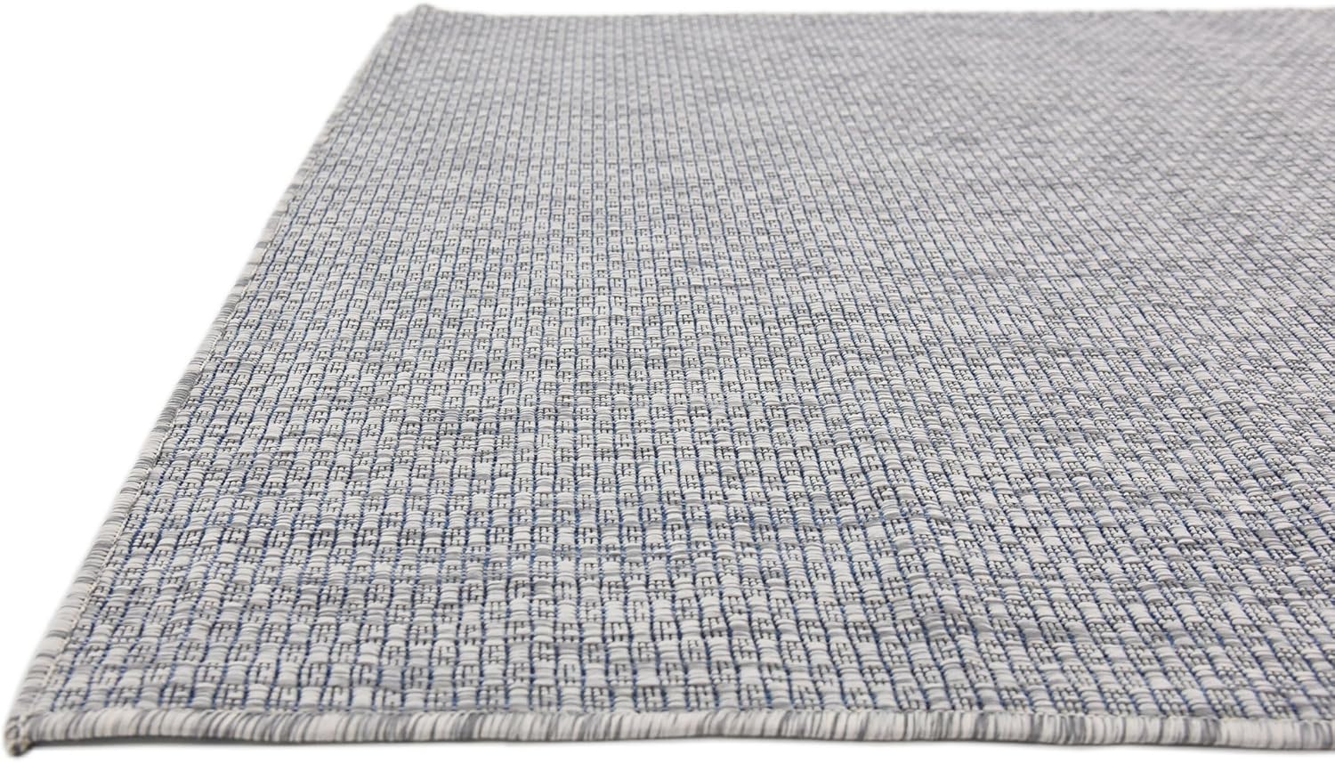 Unique Loom Collection Casual Transitional Solid Heathered Indoor/Outdoor Flatweave Area Rug (4' 1" x 6' 1" Rectangle, Light Gray/Ivory)