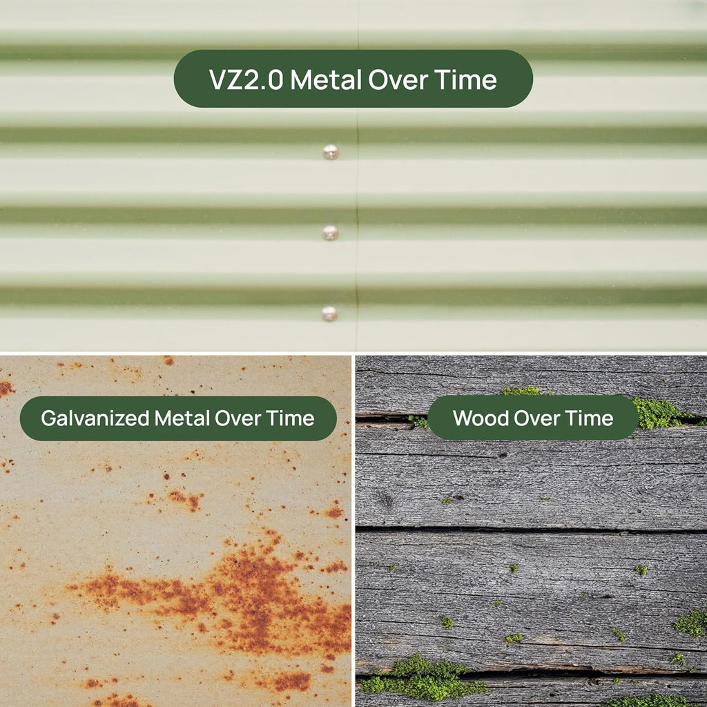 Vego garden 26" Extra Tall Raised Garden Bed Kits, 4 in 1 Modular Raised Planter Box for Vegetables Flowers Fruits Oval Metal Raised Garden-Modern Gray