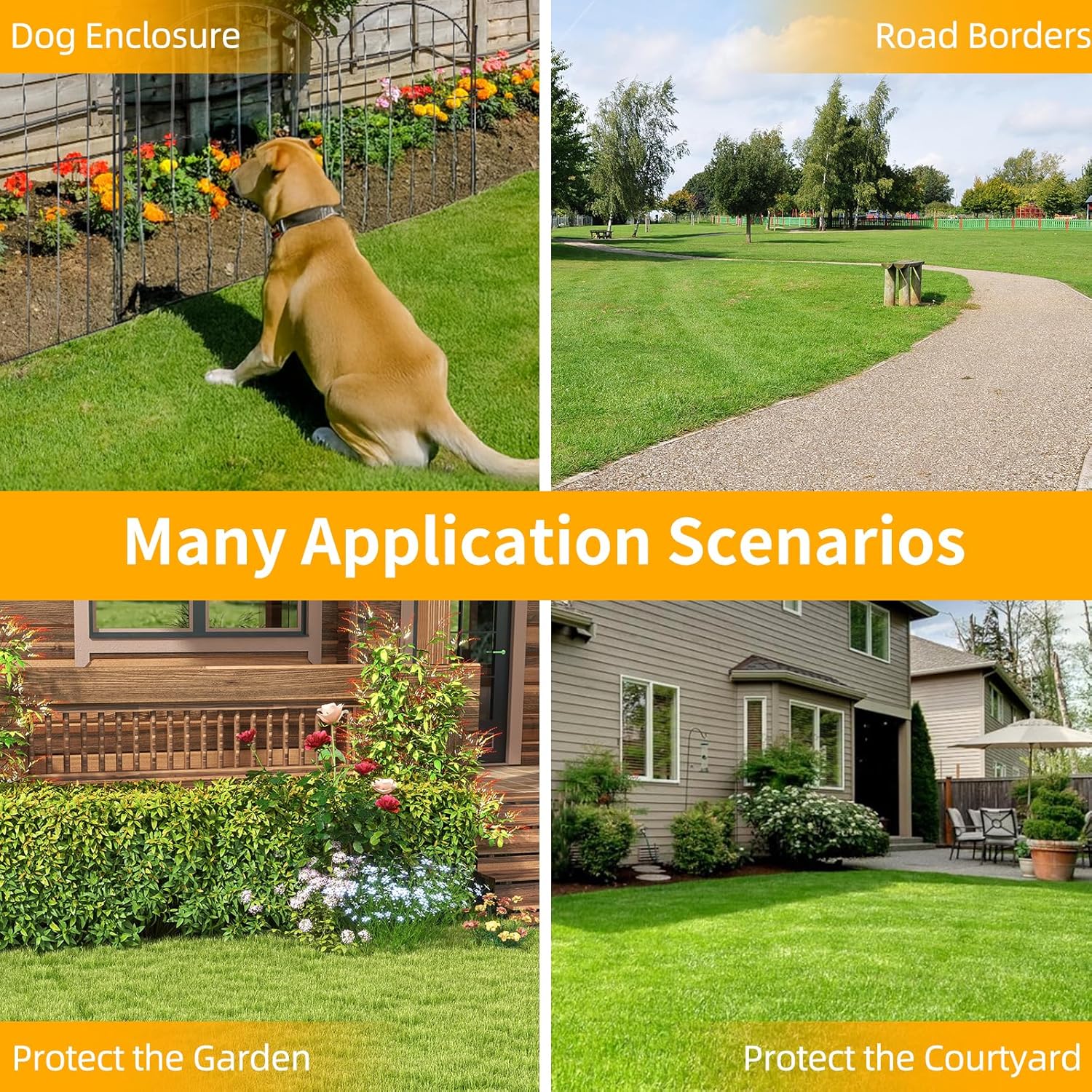 No Dig Garden Fence 16in x 20ft 20 Panels Decorative Garden Border for Fencing for Flower Beds, Dog Barrier, Patio and Yard Decoration