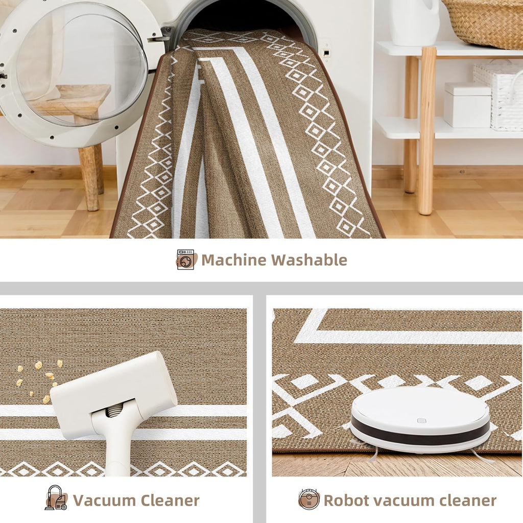 Outdoor Patio Rug, Outside Rectangular Carpet, Moroccan Geometric Rugs, Washable Large Indoor Outdoor Rug Mats for RV, Picnic, Backyard, Deck, Balcony, Porch, Beach 5'x8'