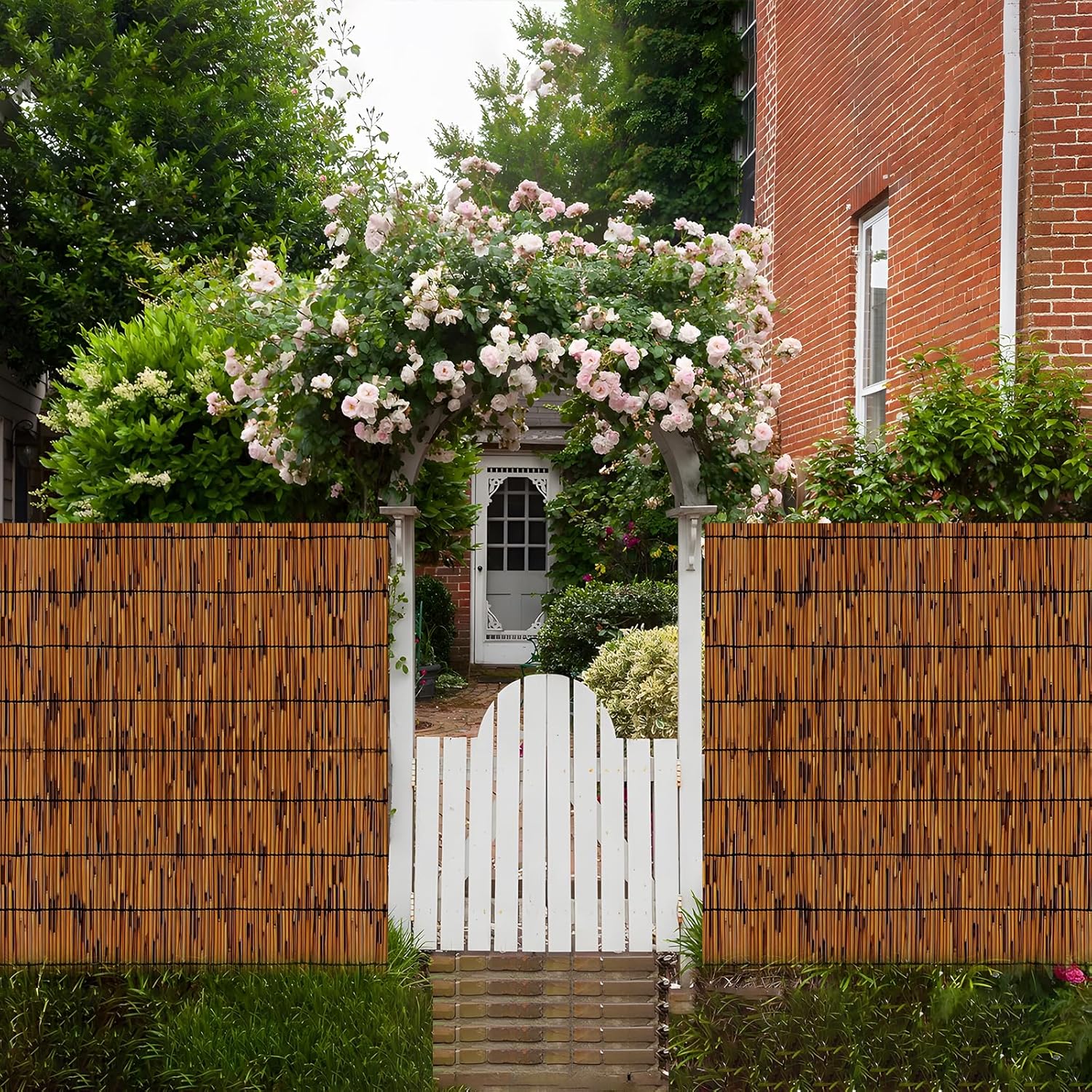 Natural Bamboo Reed Fence, 6FT x 16.4FT,Bamboo Fence Rolls 6 Feet High Outdoor for Garden, Decorative Fence for Outdoor Privacy Screening, Sun Blocking, Decorative Divider, Brown