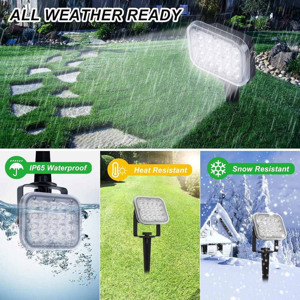 Solar Spot Lights Outdoor,2 Pack 20 LED IP65 Waterproof Solar Landscape Lights, Dusk-to-Dawn 6000K Cold White Solar Outdoor Lights for Yard Garden Driveway Porch Walkway, 1-in-1