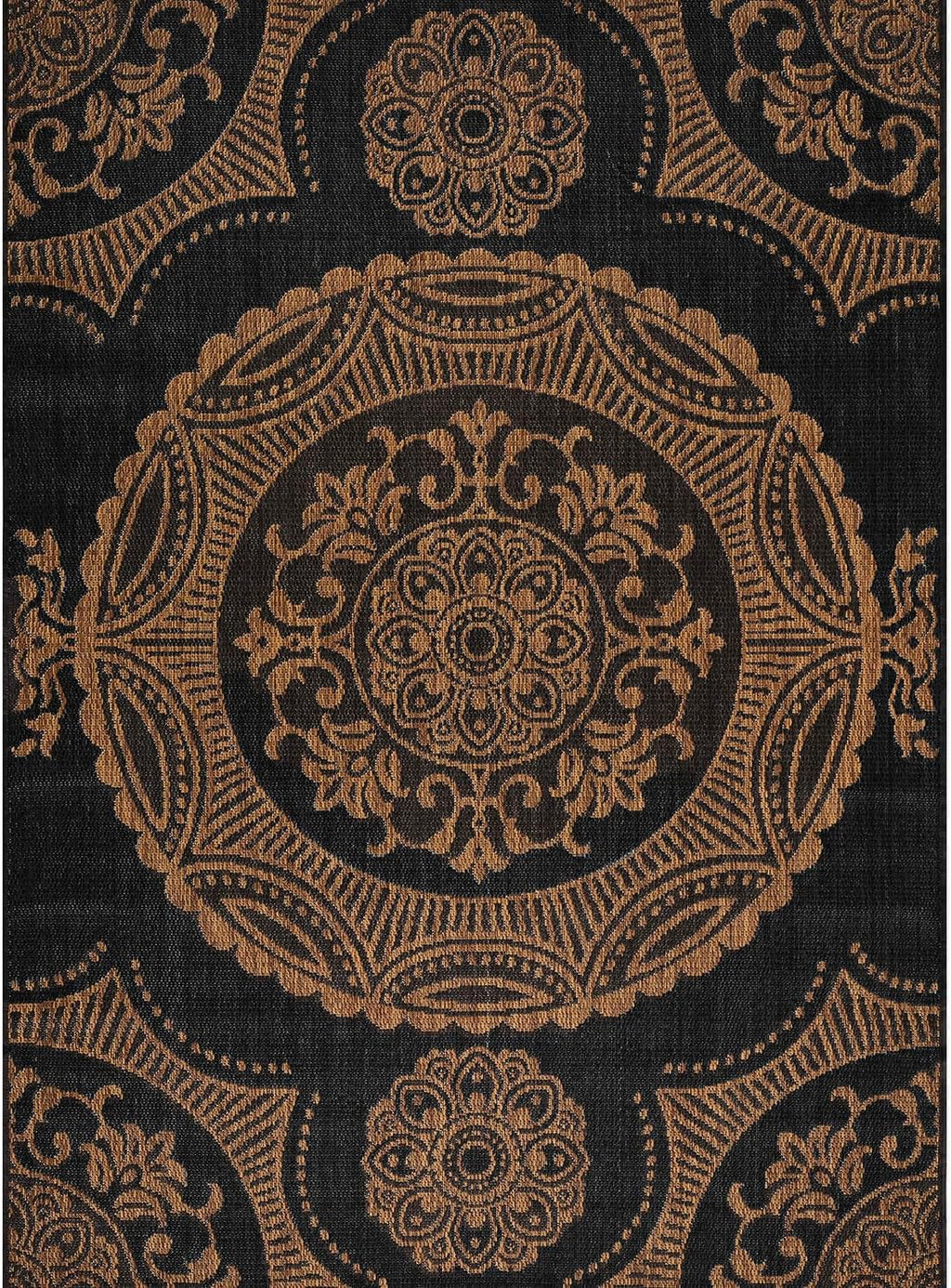 Medallion Outdoor Rug 9x12 Washable Outside Carpet for Indoor Patio Porch Waterproof Easy Cleaning Non Shedding Area Rugs Nut Brown 9 x 12