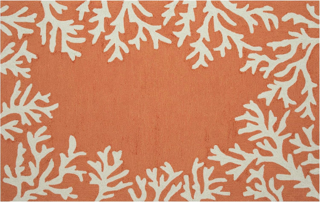 Liora Manne Capri Coastal Indoor/Outdoor Rug, 3'6" x 5'6', Coral Border Orange