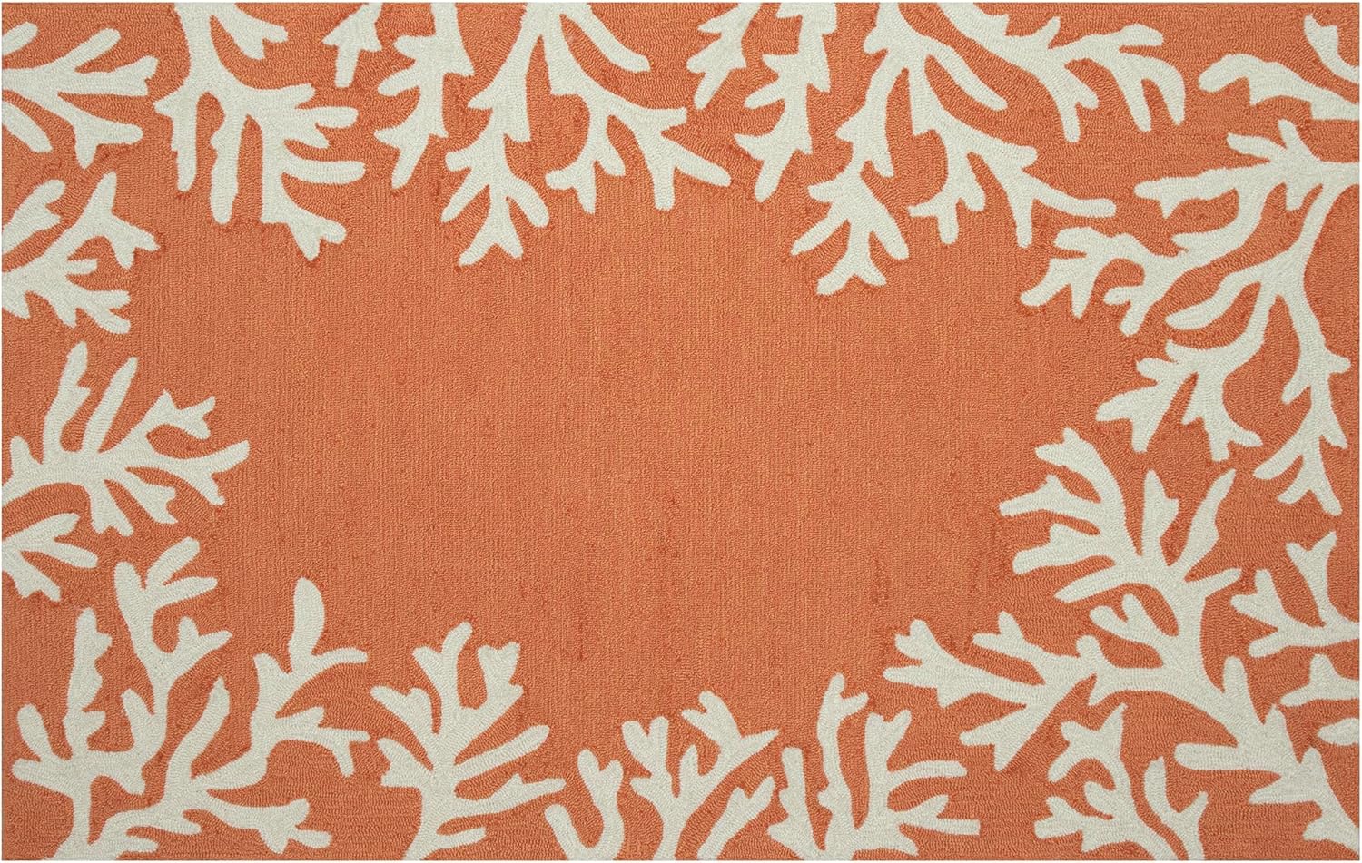 Liora Manne Capri Coastal Indoor/Outdoor Rug, 3'6" x 5'6', Coral Border Orange