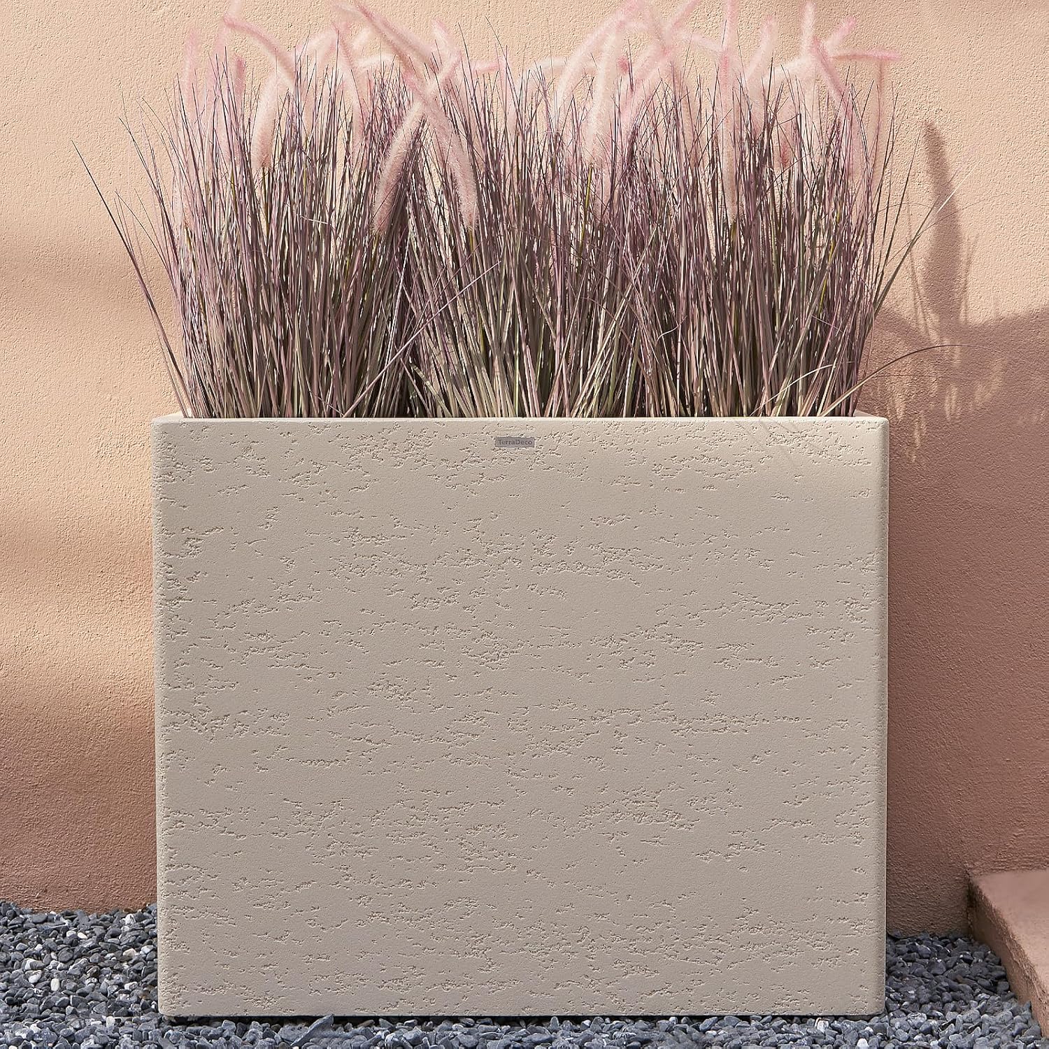 Tall Rectangular Composite ConcretePlanter（30Lx12Wx25H，66 Pounds）,Durable All-Weather Use with Drainage Holes,Large Rectangular Planter for Outdoor Indoor Plants