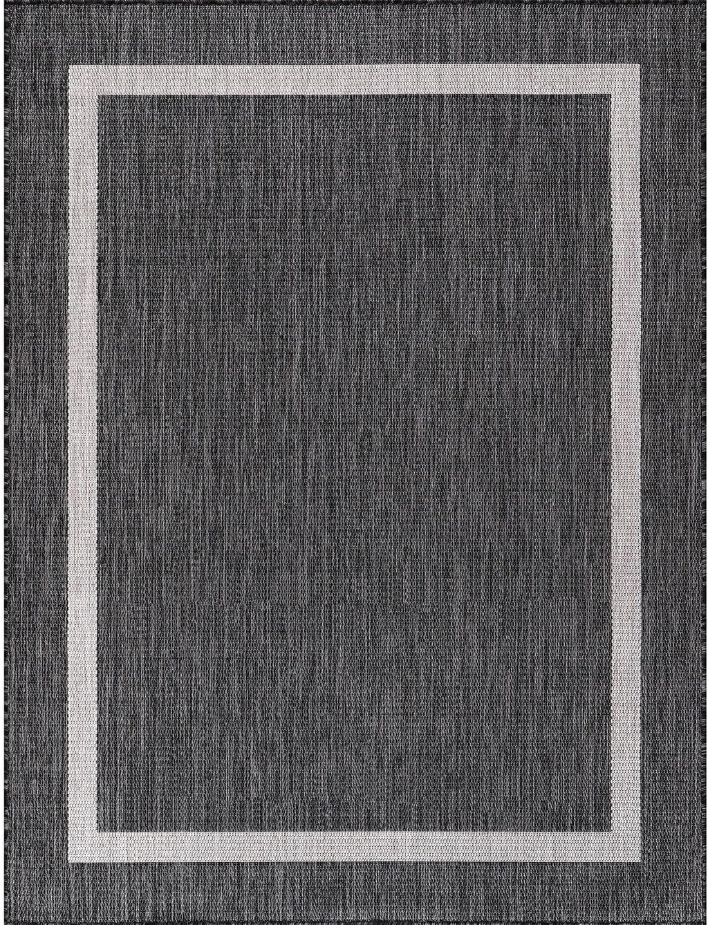 Bordered Outdoor Rug 5x7 Washable Outside Carpet for Indoor Patio Porch Waterproof Easy Cleaning Non Shedding Area Rugs Gray 5 x 7