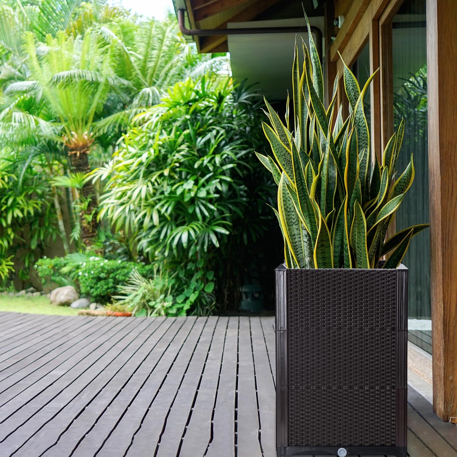 D'vine Dev Raised Patio Planter Box - Elevated Planter with Drainage Plug Raised Garden Beds for Growing Flowers, Herbs, Vegetables - Outdoor Standing Gardening Kit, Set of 1, RGB-D-1