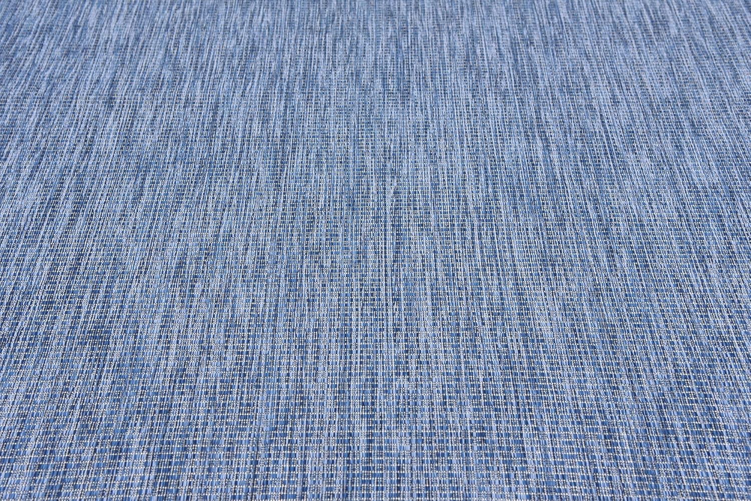 Unique Loom Collection Casual Transitional Solid Heathered Indoor/Outdoor Flatweave Area Rug (8' x 11' 4" Rectangle, Blue/Navy Blue)
