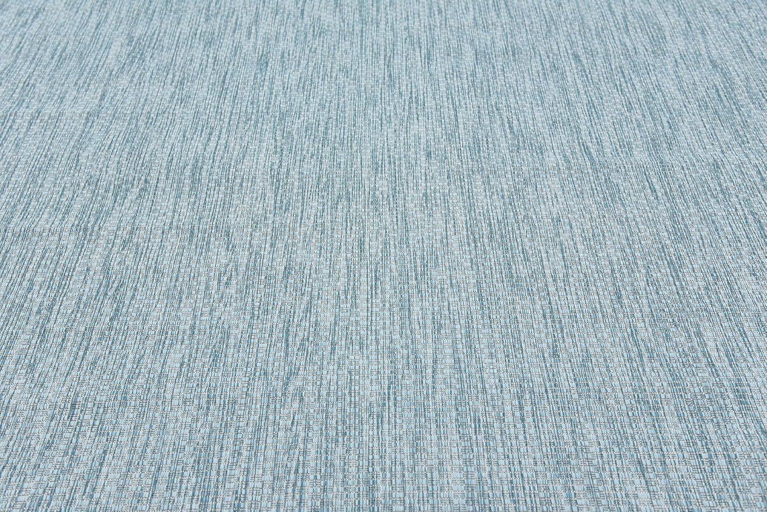 Unique Loom Collection Casual Transitional Solid Heathered Indoor/Outdoor Flatweave Area Rug (9' x 12' Rectangle, Aquamarine/Ivory)