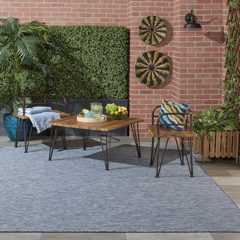 Nourison Positano Indoor/Outdoor Navy Blue 2'2" x 10' Area Rug, Easy Cleaning, Non Shedding, Bed Room, Living Room, Dining Room, Backyard, Deck, Patio (2x10)