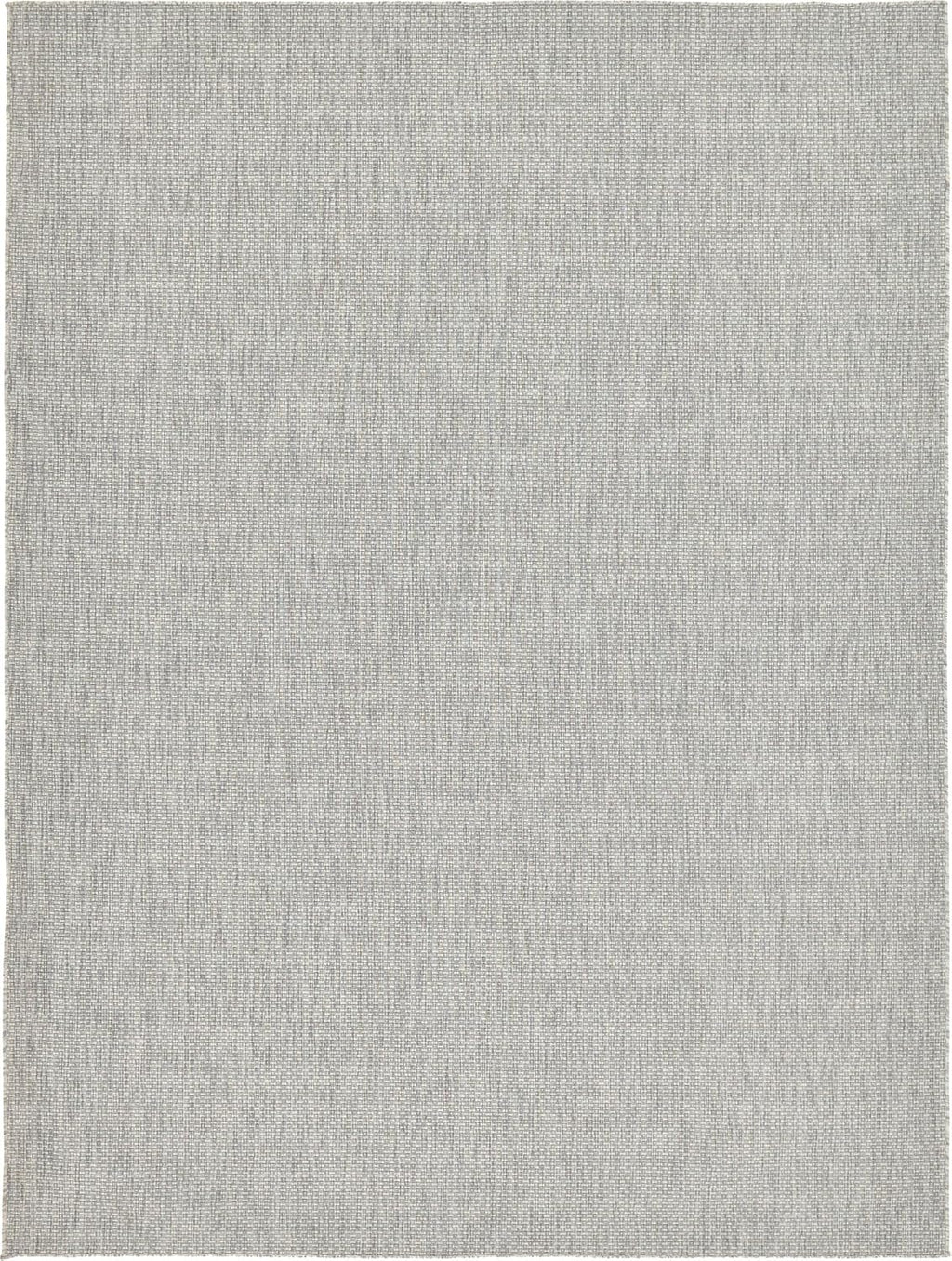 Unique Loom Collection Casual Transitional Solid Heathered Indoor/Outdoor Flatweave Area Rug (9' x 12' Rectangle, Light Gray/Ivory)
