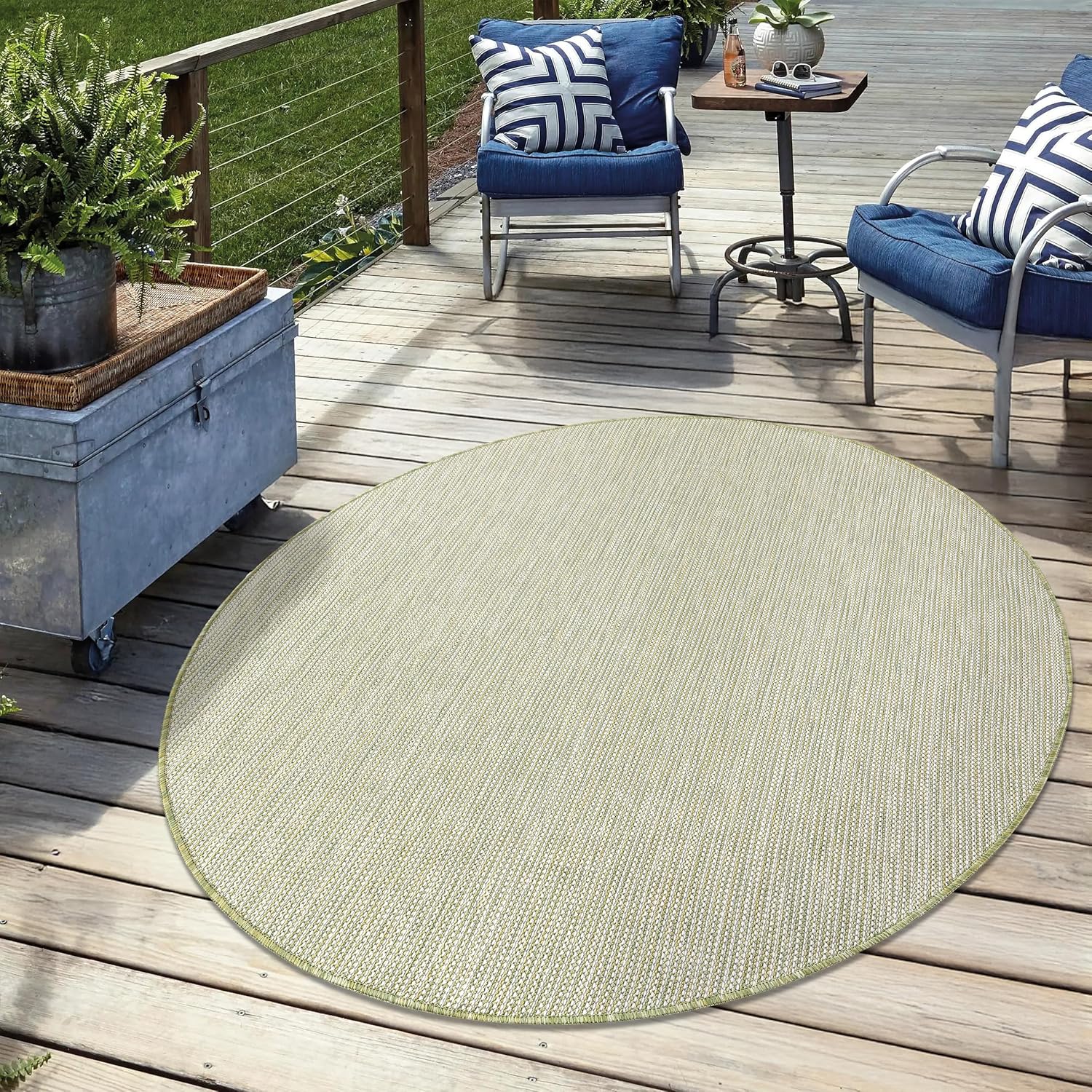 Keen Home Design Terrace Outdoor Round Rug - 5ft Round Washable Indoor/Outdoor Rug for Patio, Kitchen, Balcony, Beach, Garden, Deck and Porch, Size: 5'3" Round