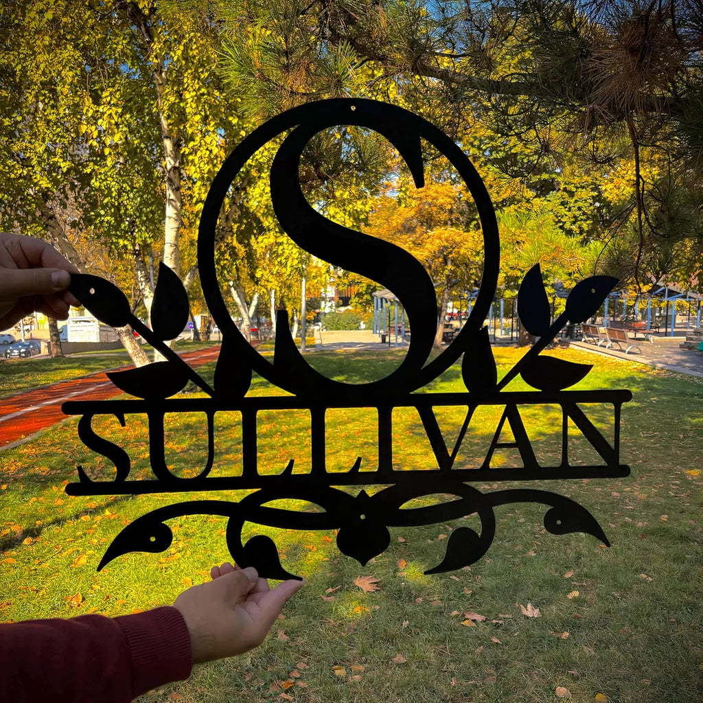 Personalized Metal Name Sign, Custom Monogram Wall Decor, Family Name Sign, Various Sizes & Colors, Steel, 12 inches