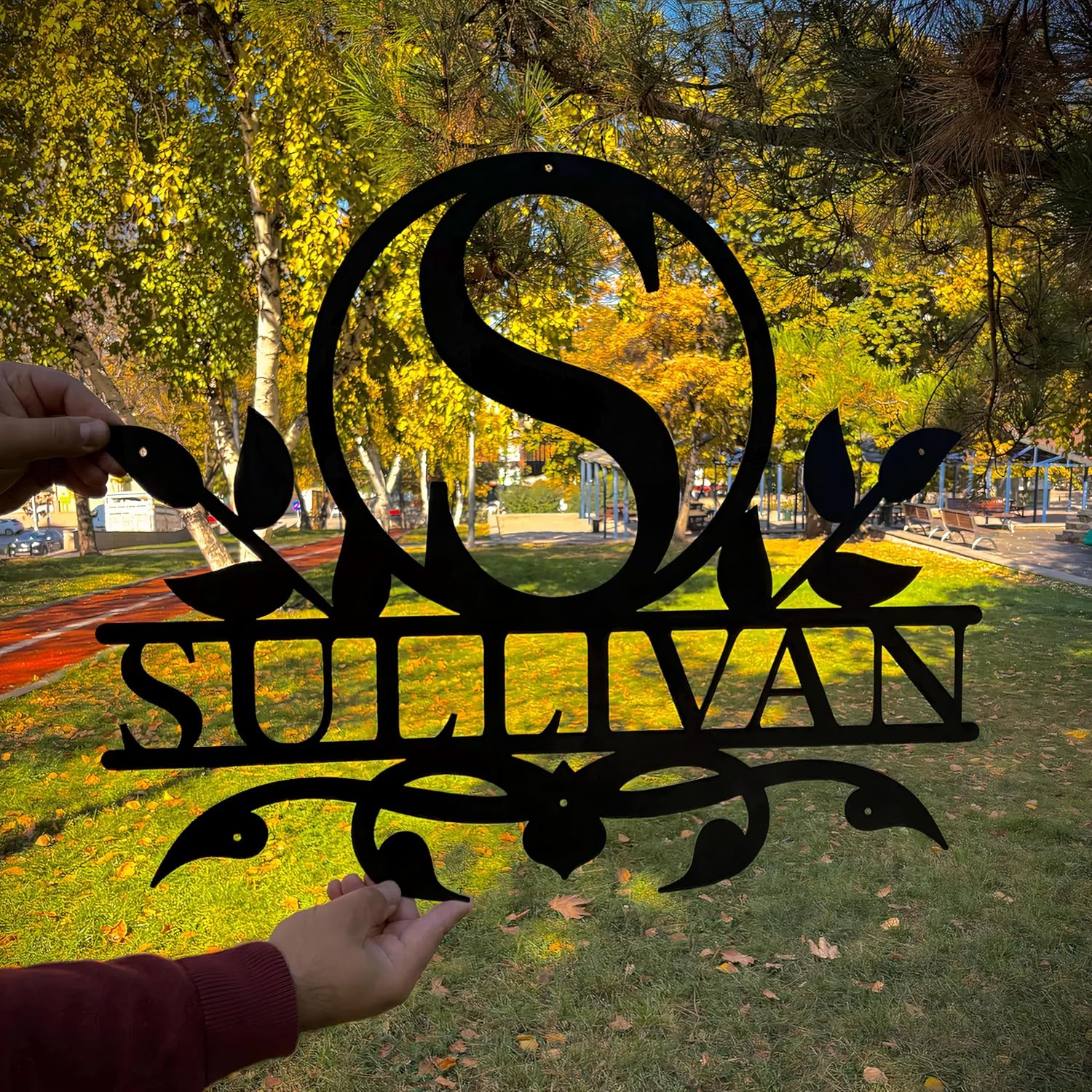 Personalized Metal Name Sign, Custom Monogram Wall Decor, Family Name Sign, Various Sizes & Colors, Steel, 12 inches