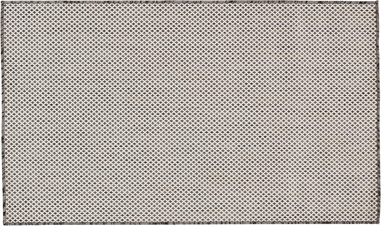 Nourison Courtyard Indoor/Outdoor Ivory Charcoal 3' x 5' Area Rug, Geometric, Easy Cleaning, Non Shedding, Bed Room, Living Room, Dining Room, Deck, Patio, Backyard (3x5)