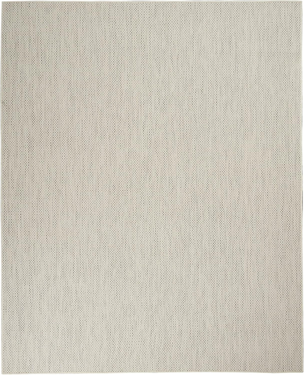 Nourison Home Courtyard Indoor/Outdoor Ivory/Silver 10' x 14' Area Rug, Easy Cleaning, Non Shedding, Bed Room, Living Room, Dining Room, Backyard, Deck, Patio (10x14)