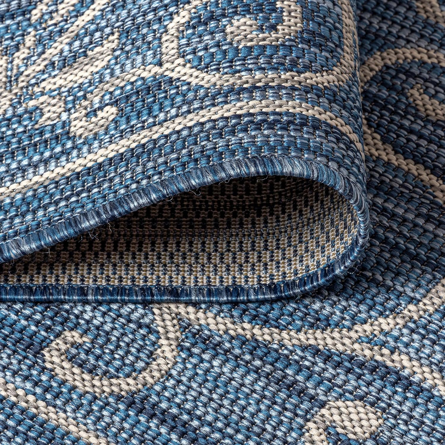 JONATHAN Y SMB106D-9 Charleston Vintage Filigree Textured Weave Indoor Outdoor Area Rug Classic Coastal Easy Cleaning Bedroom Kitchen Backyard Patio Non Shedding, 9 X 12, Navy/Gray