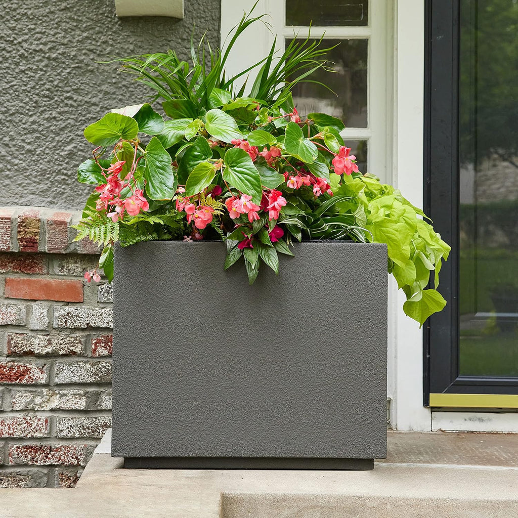 PolyStone Planters Monterrey 23 in. x 23 in. Brown Square Planter'