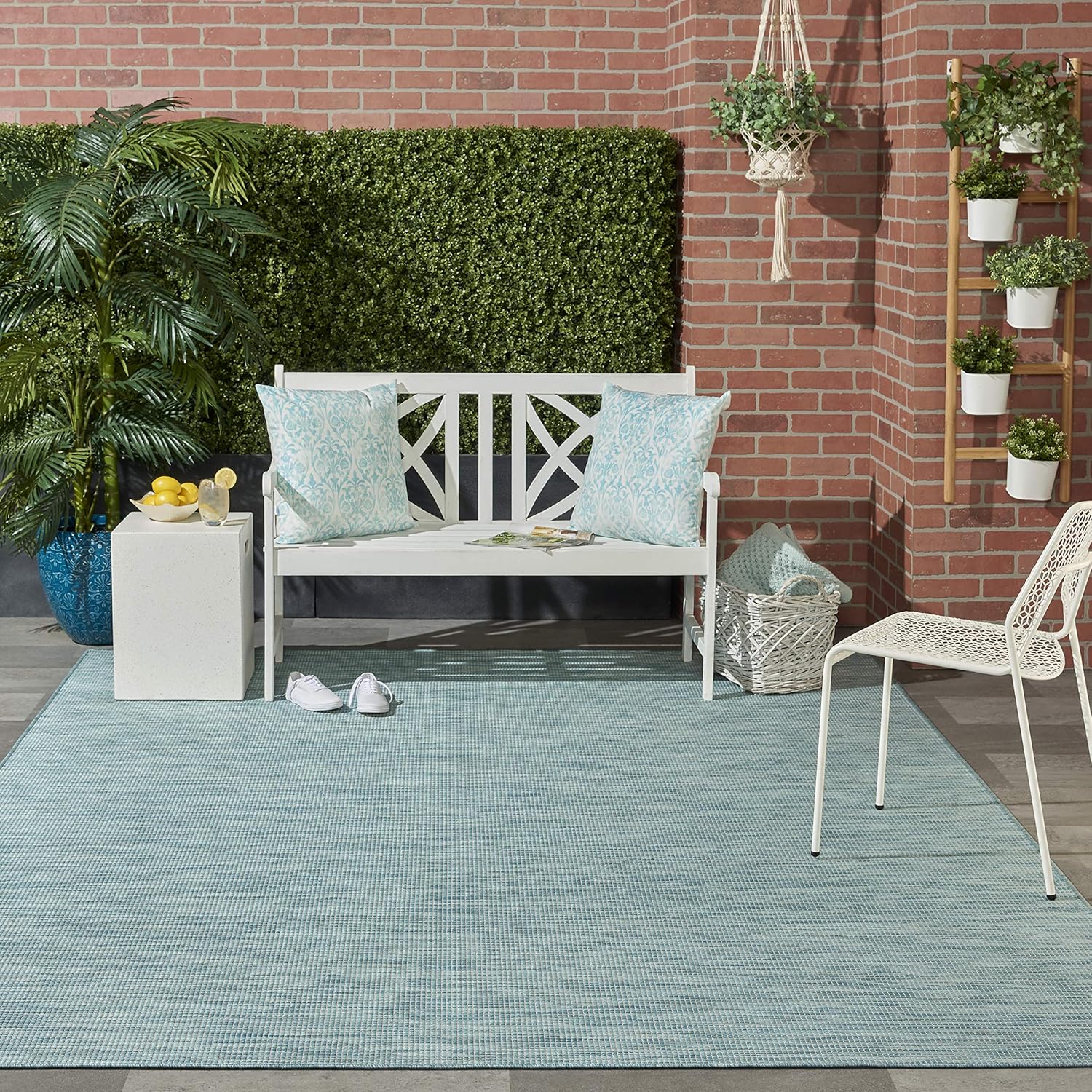 Nourison Home Positano 8' x 10' Aqua Fabric Modern Area Rug (8' x 10')