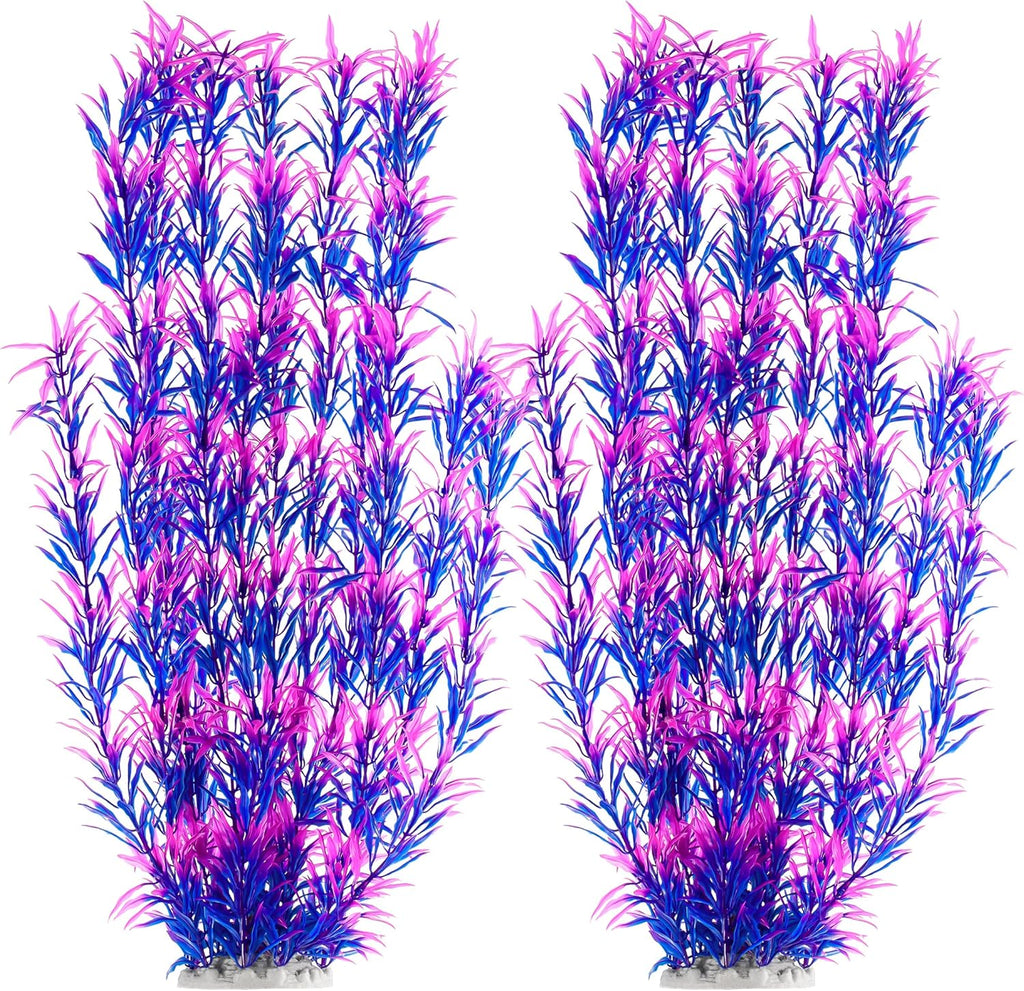 MyLifeUNIT Aquarium Plants, 21 Inches Tall Plastic Fish Tank Plants for Fish Tank Decorations and Aquarium Decor (Purple)