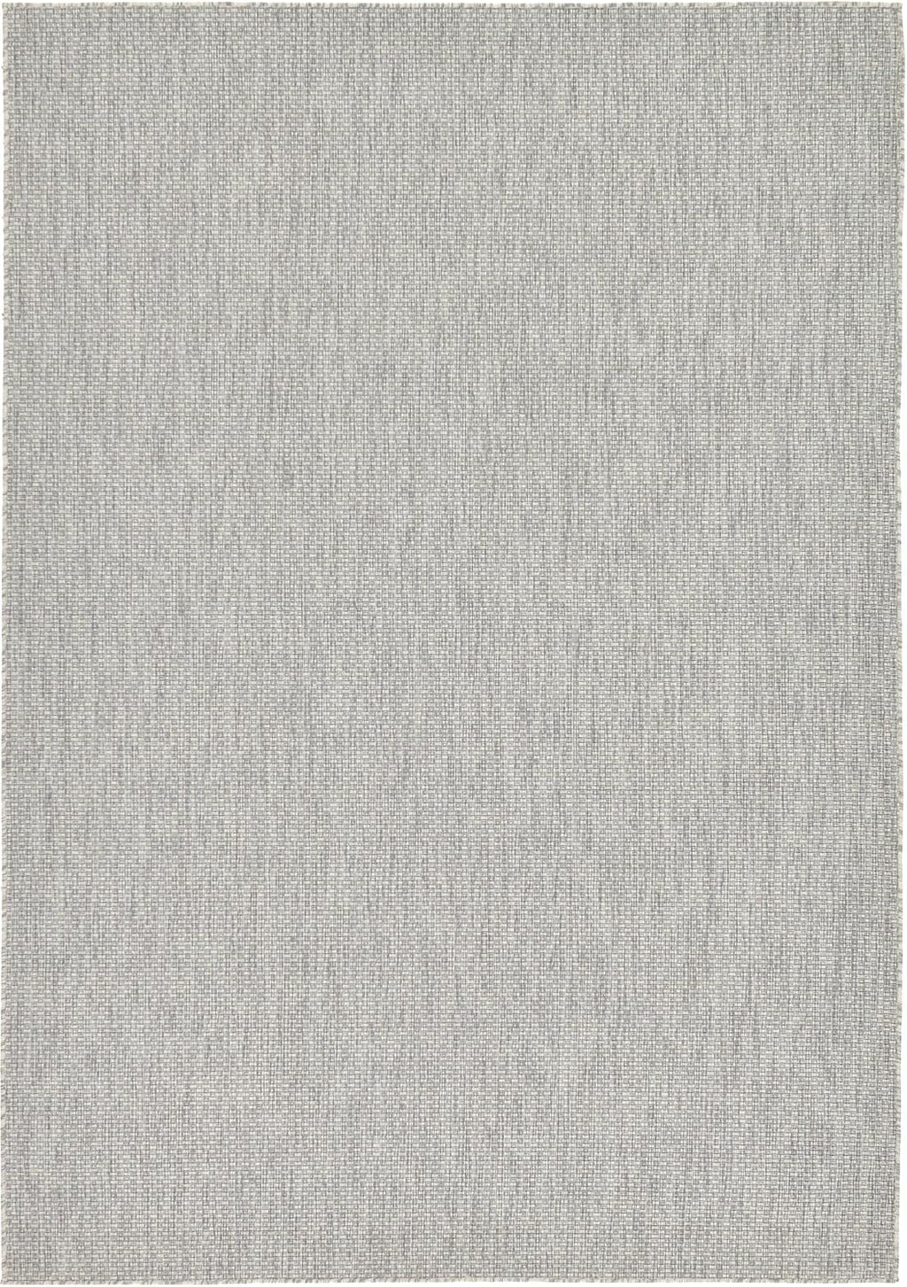 Unique Loom Collection Casual Transitional Solid Heathered Indoor/Outdoor Flatweave Area Rug (7' 1" x 10' Rectangle, Light Gray/Ivory)